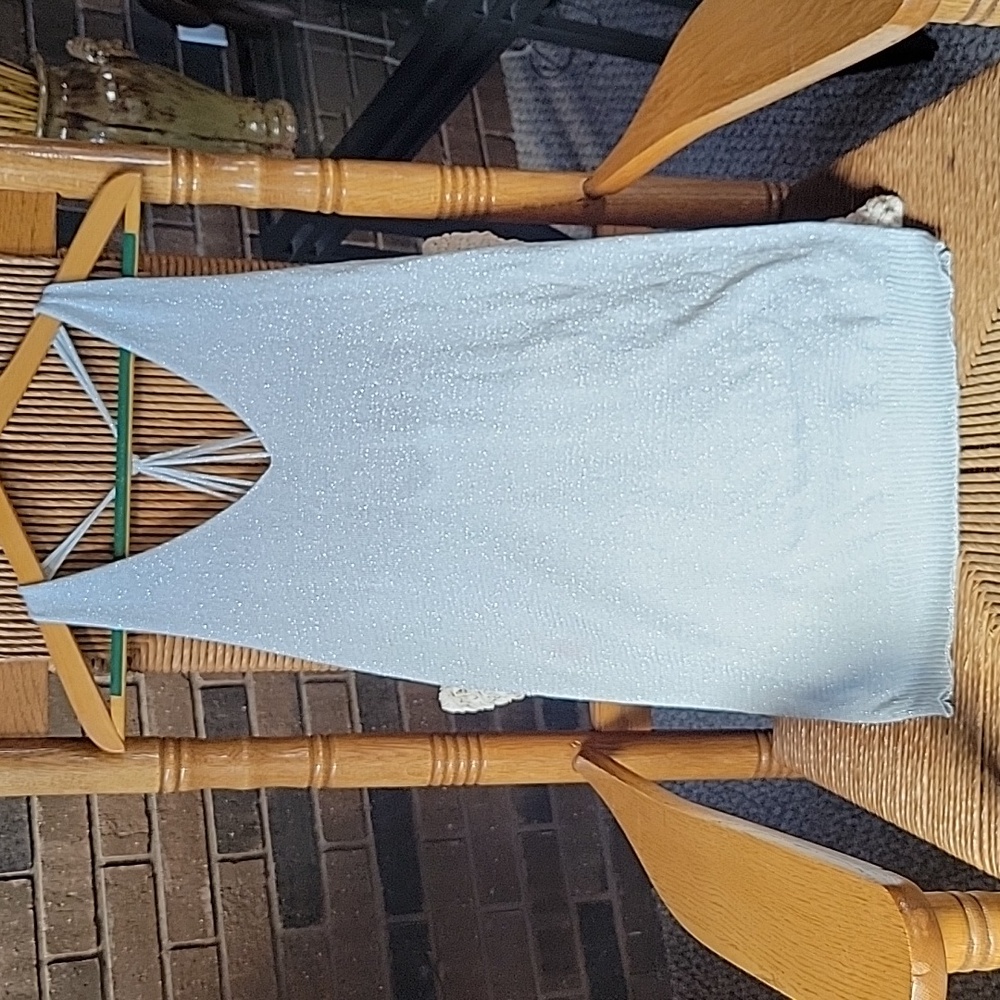 Say What? silver shimmer tank top, size M